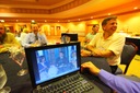 Live feed of Barack Obama!  With Nigel Sharp (cut off at left; NSF) and Jim Green
(NASA HQ).